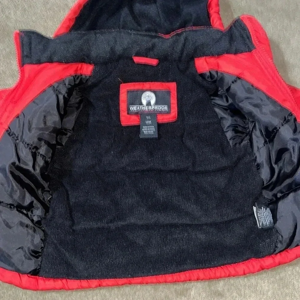 Weather proof red and black 12 month coat